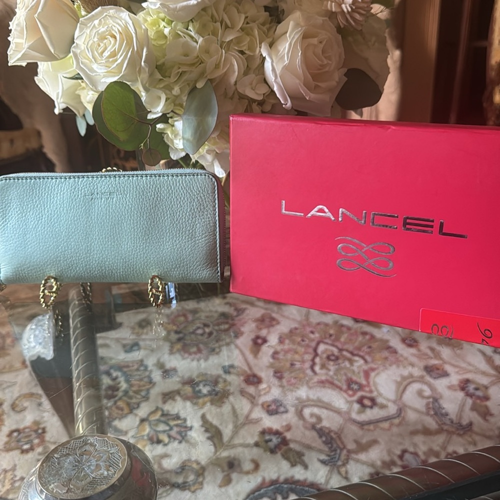 Lancel Wallet Mint Green Leather Wallet zipper